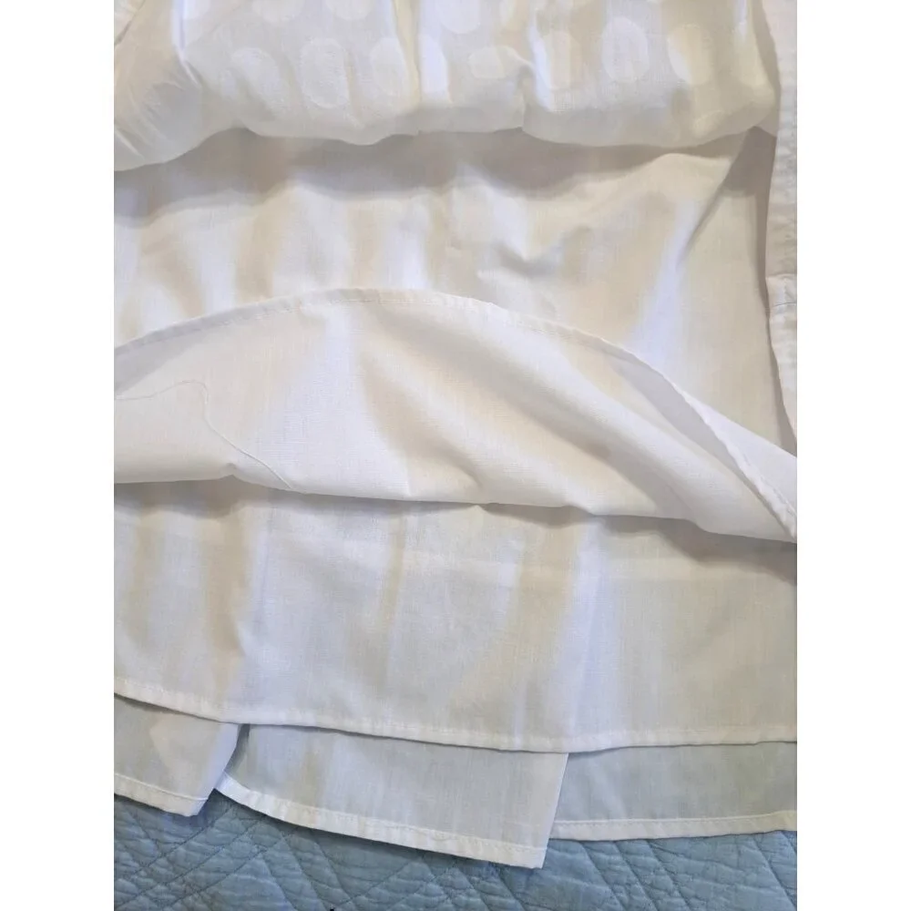 AGB  6 White Cotton Tone on Tone Polka Dot A-Line Side Zip Border Lined Skirt